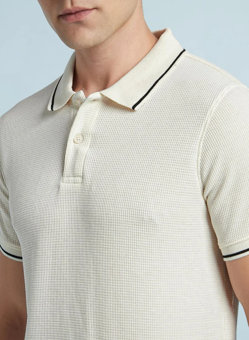 Dennis Lingo  Men's Off White Cotton Blend Solid Regular Fit T-Shirt for Men | Best Price UAE