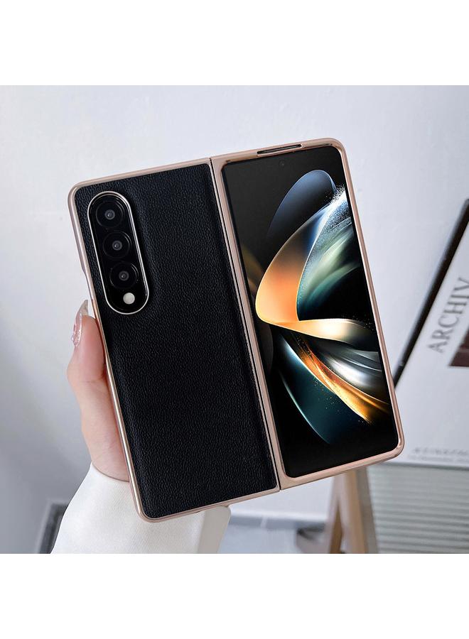 S-TOP Case For Samsung Galaxy Z Fold4 5G Genuine Leather Luolai Series Nano Plating Phone Case - Image 4