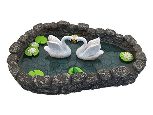 GlitZGlam Mini Swan Pond - Love is in the Air! Miniature Swan Pond for Fairy & Garden Accessories - Image 1