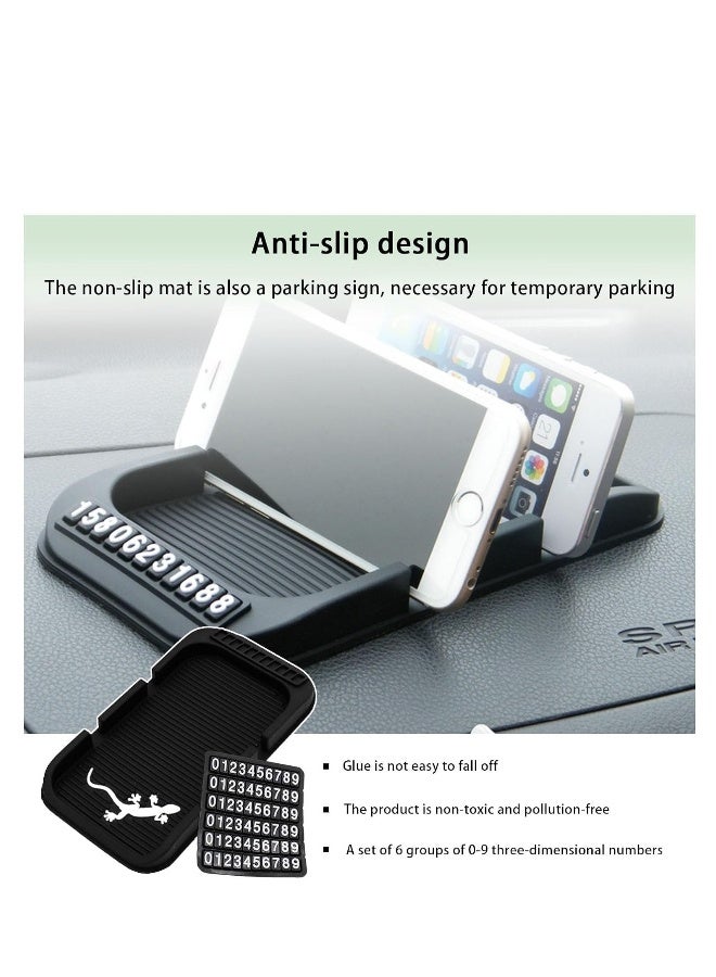 Car Dashboard Phone Holder Non Slip Double Groove Auto Cell Phone Pad Mat with Number Plate Universal Vehicle Phone Mount for All Smartphones GPS Devices and More - Image 3