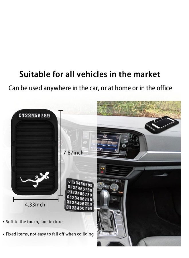Car Dashboard Phone Holder Non Slip Double Groove Auto Cell Phone Pad Mat with Number Plate Universal Vehicle Phone Mount for All Smartphones GPS Devices and More - Image 2
