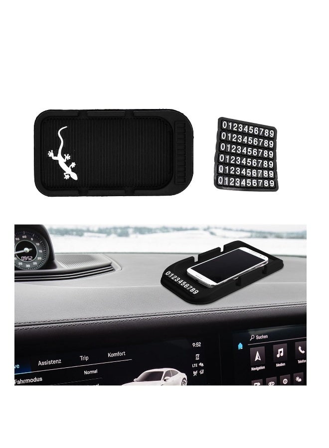Car Dashboard Phone Holder Non Slip Double Groove Auto Cell Phone Pad Mat with Number Plate Universal Vehicle Phone Mount for All Smartphones GPS Devices and More - Image 1