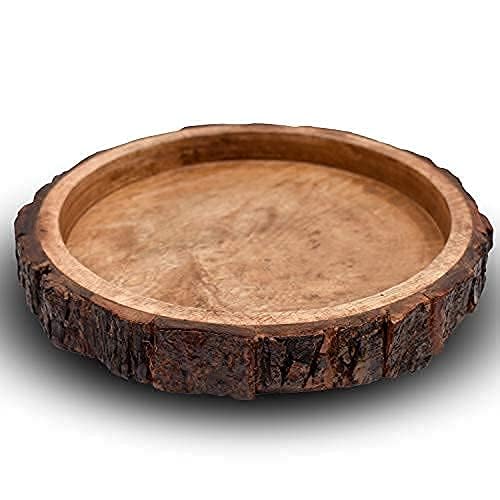 CRAFTCASTLE Beautiful Table Decor Round Shape Wooden Serving Tray/Platter for Home and Kitchen (Natural 1 Pc) - Image 2