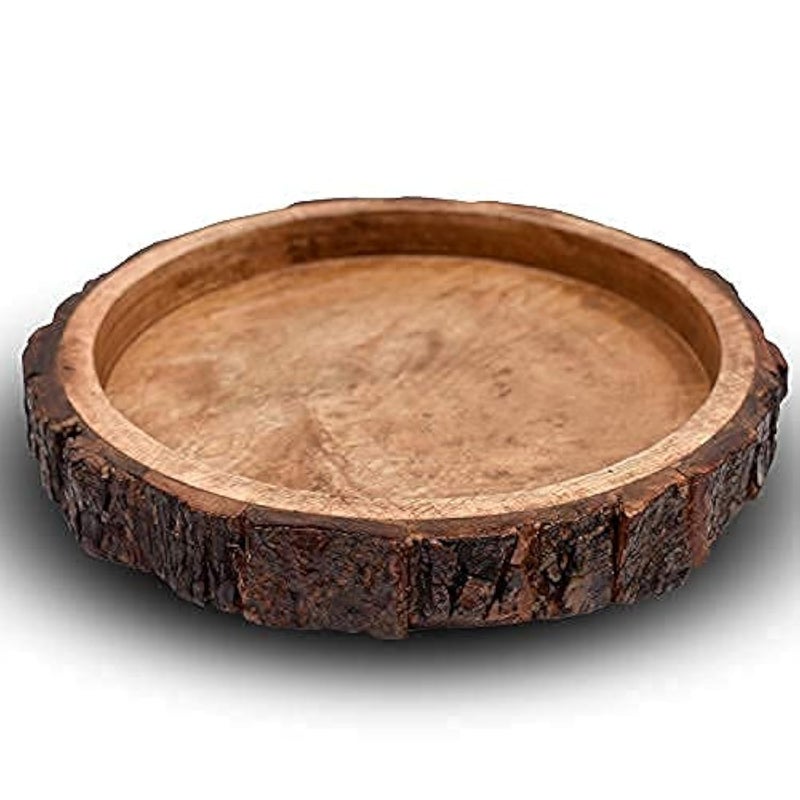 CRAFTCASTLE Beautiful Table Decor Round Shape Wooden Serving Tray/Platter for Home and Kitchen (Natural 1 Pc) - Image 1