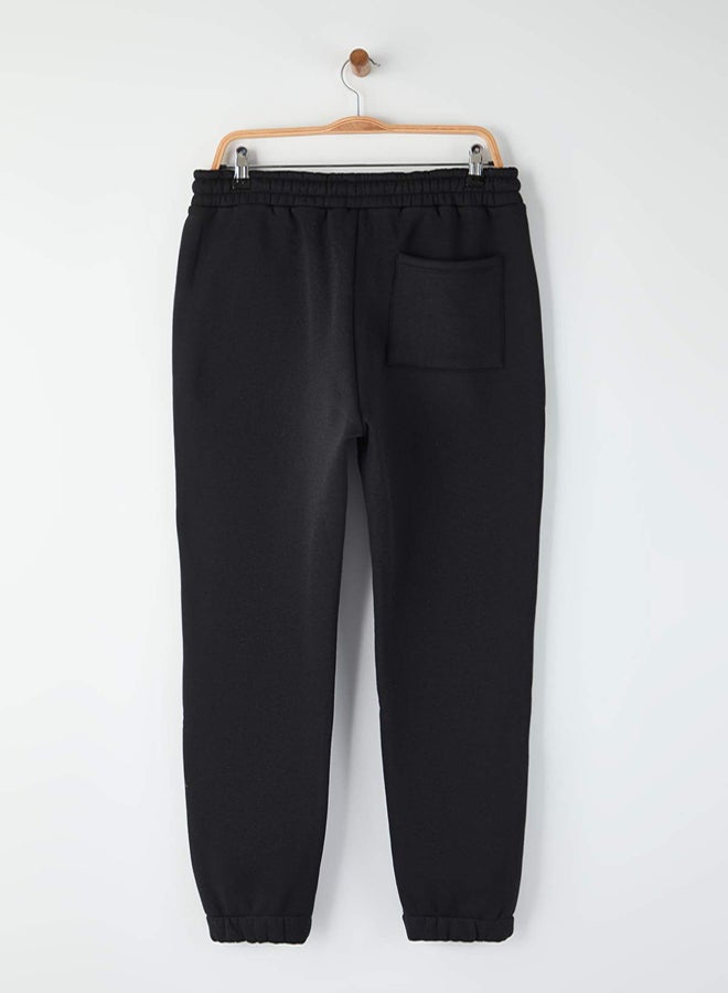 trendyol Black Regular/Normal Cut Rubber Leg Thick Inner Hooded Sweatpants - Image 4