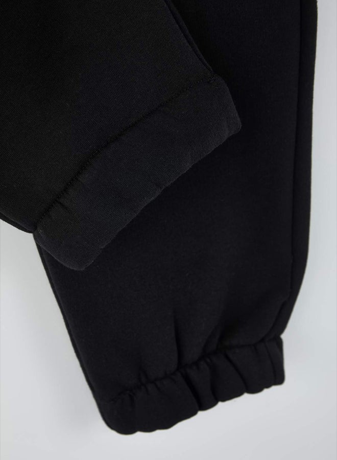 trendyol Black Regular/Normal Cut Rubber Leg Thick Inner Hooded Sweatpants - Image 2