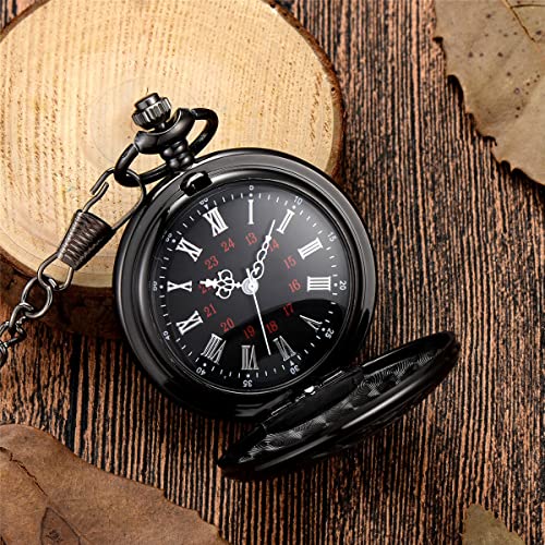 MJSCPHBJK Vintage Pocket Watch for Men Roman Numerals Scale Quartz Pocket Watches with Chain for Xmas Fathers Day Gift - Image 3