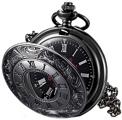 MJSCPHBJK Vintage Pocket Watch for Men Roman Numerals Scale Quartz Pocket Watches with Chain for Xmas Fathers Day Gift - Image 1