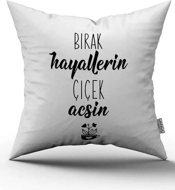 كانغو هوم Double Sided White Black Let Your Dreams Bloom Written Digital Print Throw Pillow Pillow Case - CGH415-CT