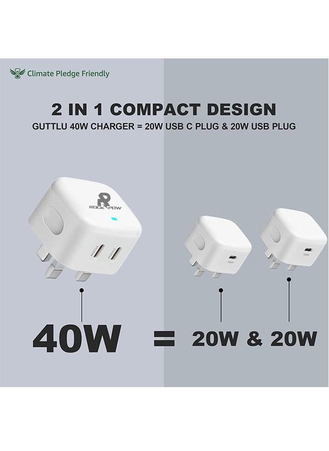 Rock Pow - ROCK POW PD 20W USB C Charger Cable Set for iPhone 14 Pro Charger Cord Type C Fast Charging Wall Plug with iPhone Lightning Cable Compatible for iPhone 14 Pro/14 Pro Max/14 Plus/14/13/12/11/Xs, iPad Pro - Image 1