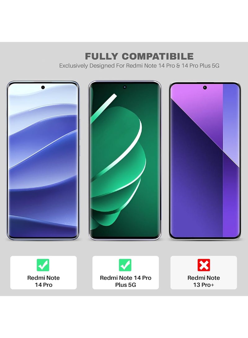 واقي شاشة لهاتف Redmi Note 14 Pro / Redmi Note 14 Pro Plus واقي شاشة من الزجاج المقسى تغطية كاملة للشاشة HD وضوح 3D حافة منحنية مضادة للكسر وزجاج مقاوم للخدش - Image 2
