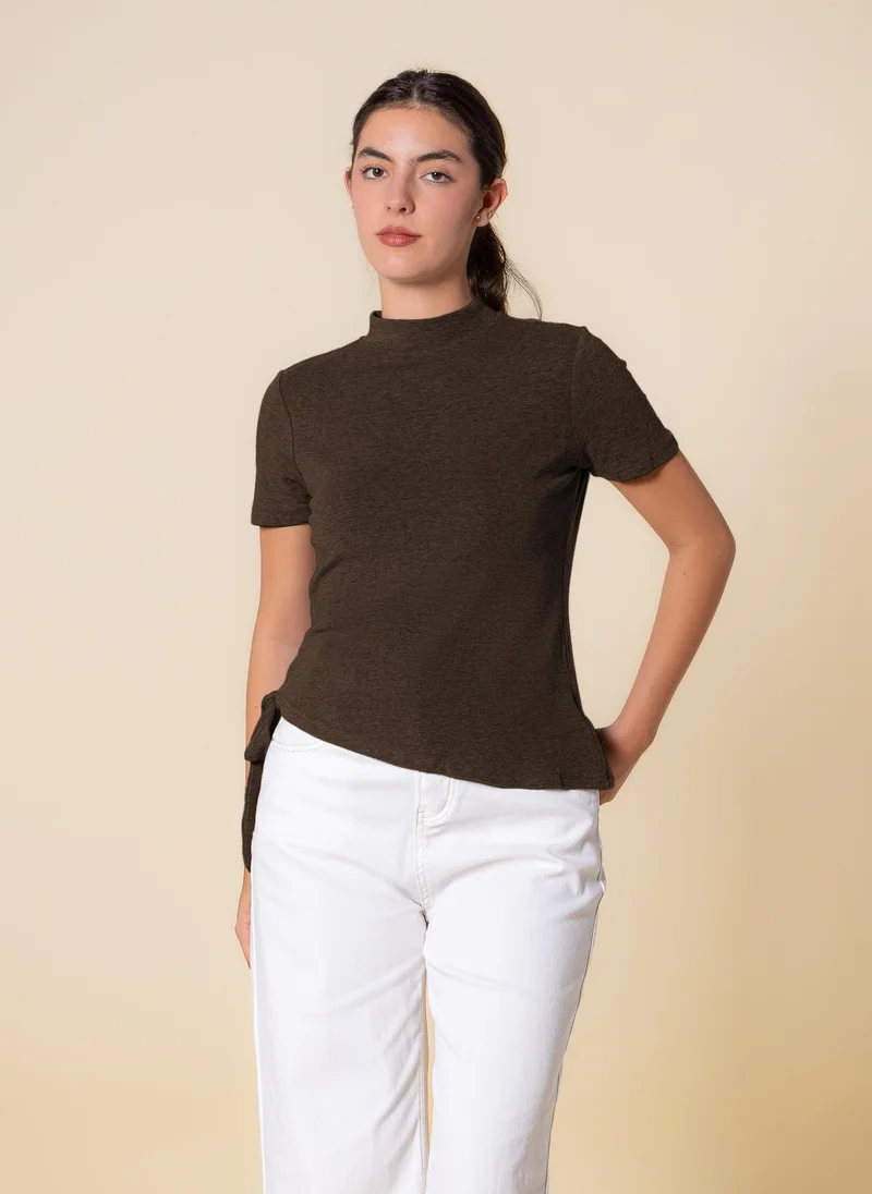 SHAPES DETAILED WOOL BLEND TOP