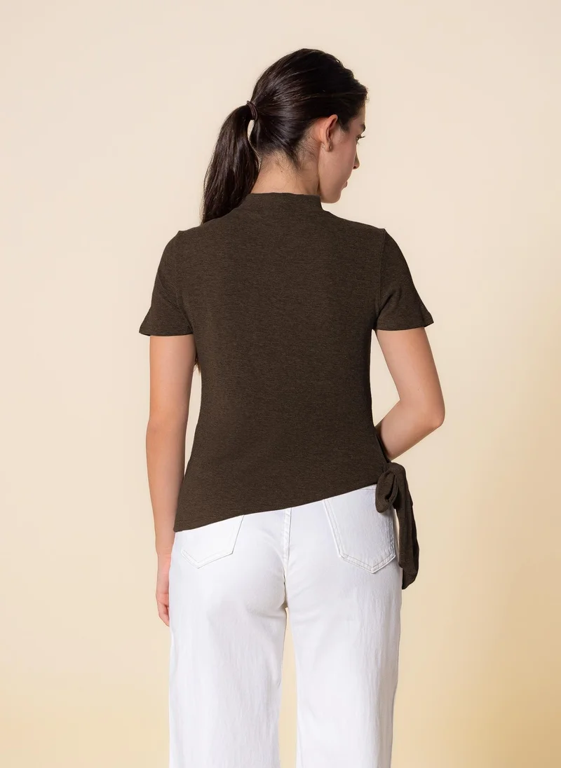 SHAPES DETAILED WOOL BLEND TOP