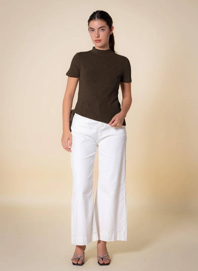Shapes Brown DETAILED WOOL BLEND TOP for Women | Best Price UAE