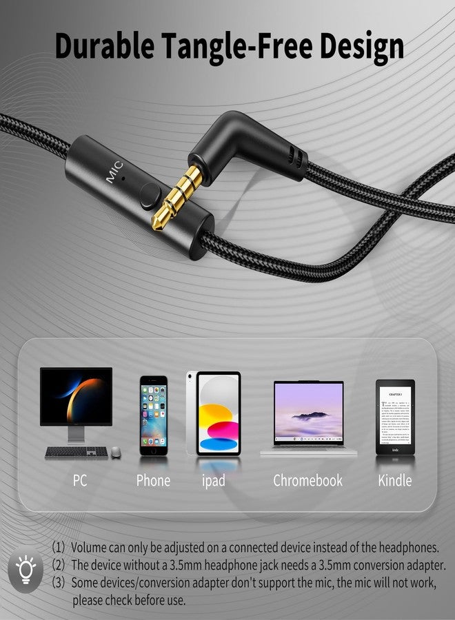 Botesty Sound Headphones Wired with Microphone, Over Ear Foldable 3.5mm Plug in Headphones Corded with 4.9ft Tangle-Free Nylon Cord for Tablet, Laptop, MP3/4, School, Airplane Travel (Black Red) - Image 5