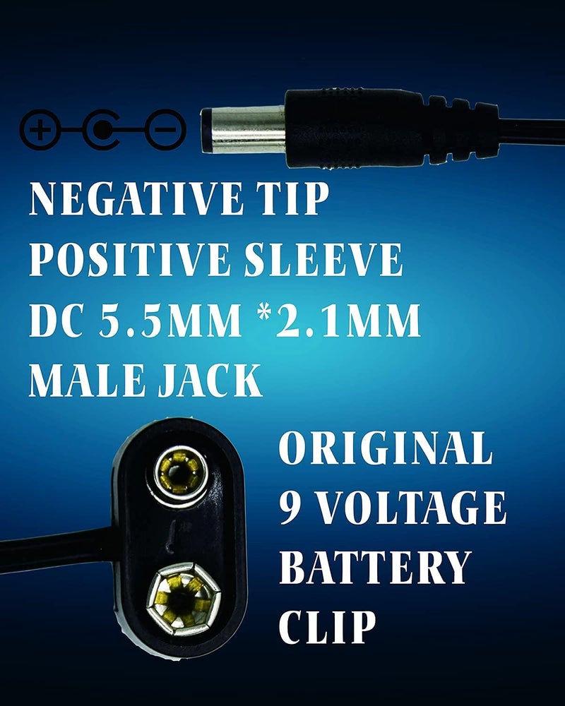 Augioth 9 V Pedal Battery Clip 3 Pack 5521 Converter Center Negative 9 Volt Power Supply Cable - Image 2