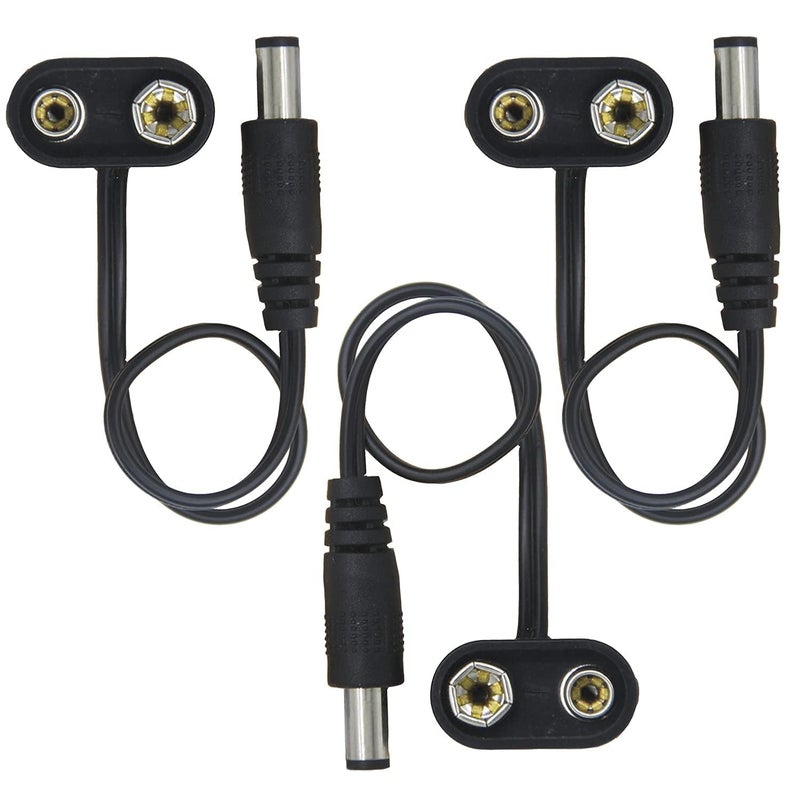 Augioth 9 V Pedal Battery Clip 3 Pack 5521 Converter Center Negative 9 Volt Power Supply Cable - Image 1