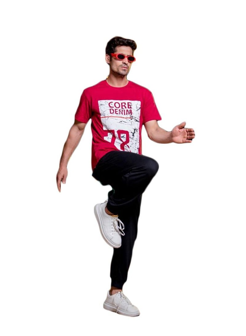 Pianola men's suit, consisting of two pieces, a red T-shirt and black pants  - Image 2