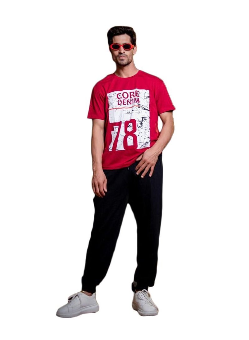 Pianola men's suit, consisting of two pieces, a red T-shirt and black pants  - Image 1