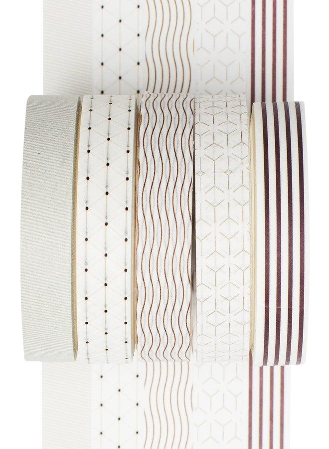 YUBX 5 Rolls Washi Tape Set Creative Basic Skinny Decorative Tapes for Arts, DIY Crafts, Bullet Journals, Planners, Scrapbooking, Wrapping (Line) - Image 1