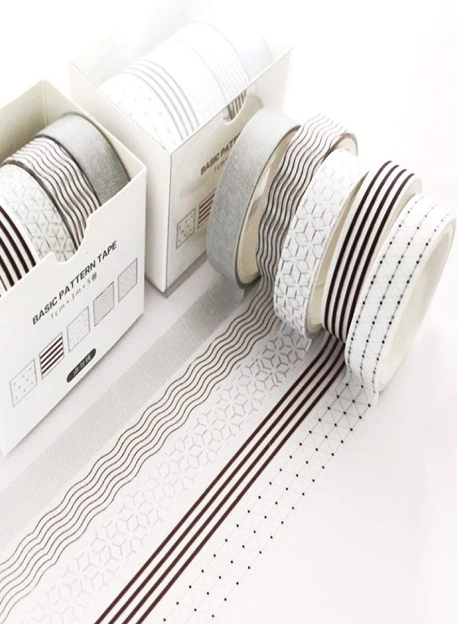 YUBX 5 Rolls Washi Tape Set Creative Basic Skinny Decorative Tapes for Arts, DIY Crafts, Bullet Journals, Planners, Scrapbooking, Wrapping (Line) - Image 2