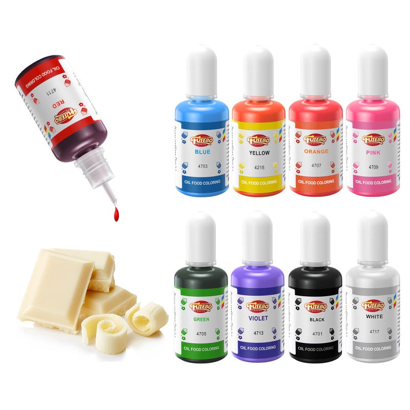 FUTEBO Oil Based Food Coloring for Chocolate: 9 Colors Oil Food Dye Coloring for Chocolate Candy Cake, Edible Oil Food Dye for Baking, Fondant & Forsting (.53 Fl. Oz Bottles) - Image 1