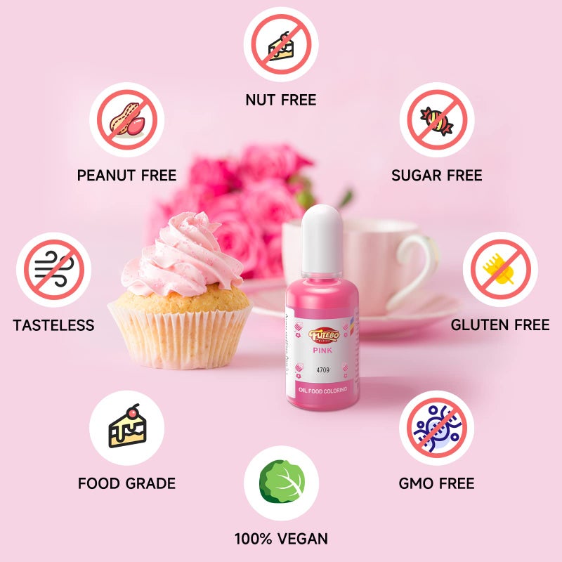 FUTEBO Oil Based Food Coloring for Chocolate: 9 Colors Oil Food Dye Coloring for Chocolate Candy Cake, Edible Oil Food Dye for Baking, Fondant & Forsting (.53 Fl. Oz Bottles) - Image 3