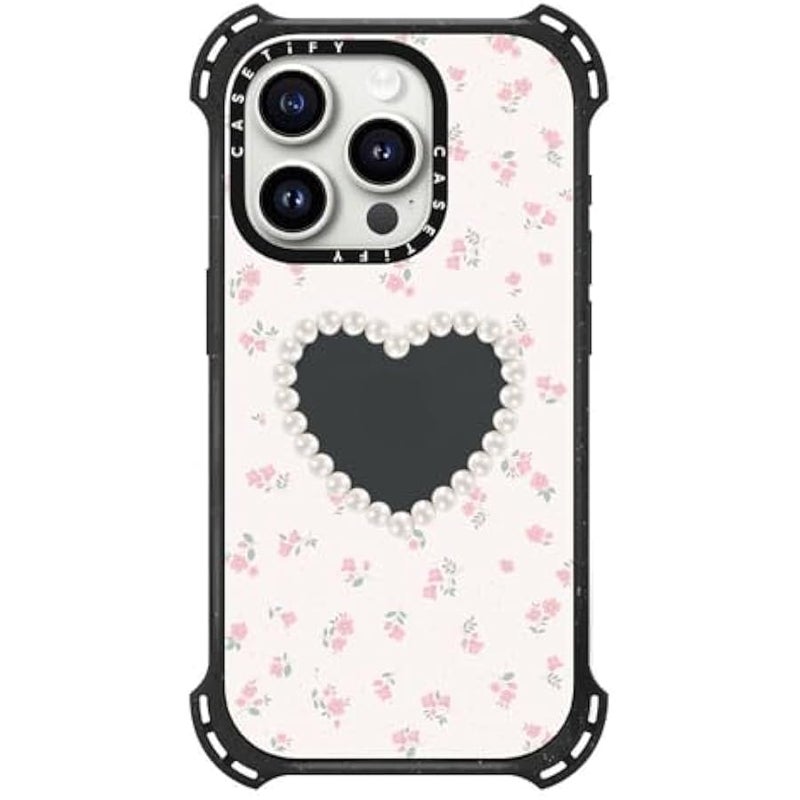 Casetify Bounce iPhone 15 Pro Case 【6X Military Grade Drop Tested / 21.3ft Drop Protection/Compatible with Magsafe】 - Pearly Heart - Triple Black - Image 3