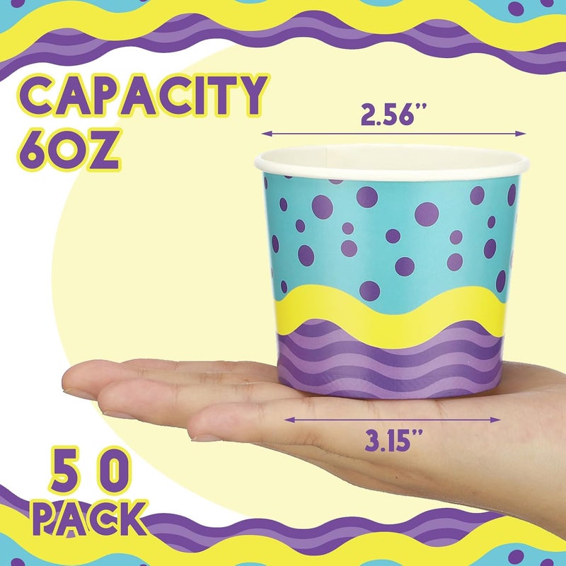 Suclain 50 Pcs Anime Theme Paper Snack Bowls 6 oz Disposable Dessert Ice Cream Bowls Cartoon Ice Cream Cups Disposable for Sundae Yogurt Soup Baby Shower Birthday Party Supplies(Polka Dots) - Image 2