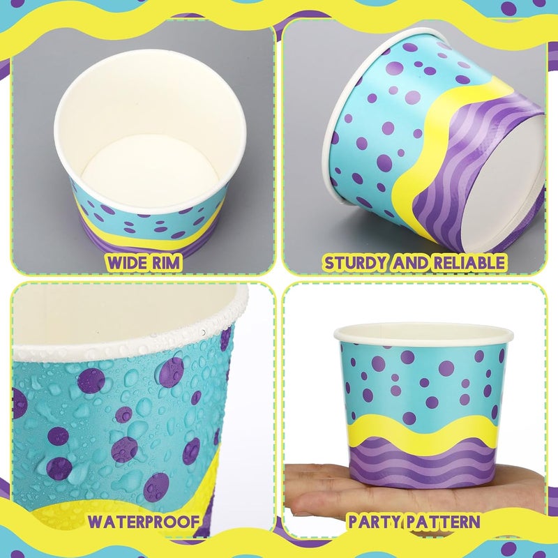 Suclain 50 Pcs Anime Theme Paper Snack Bowls 6 oz Disposable Dessert Ice Cream Bowls Cartoon Ice Cream Cups Disposable for Sundae Yogurt Soup Baby Shower Birthday Party Supplies(Polka Dots) - Image 4
