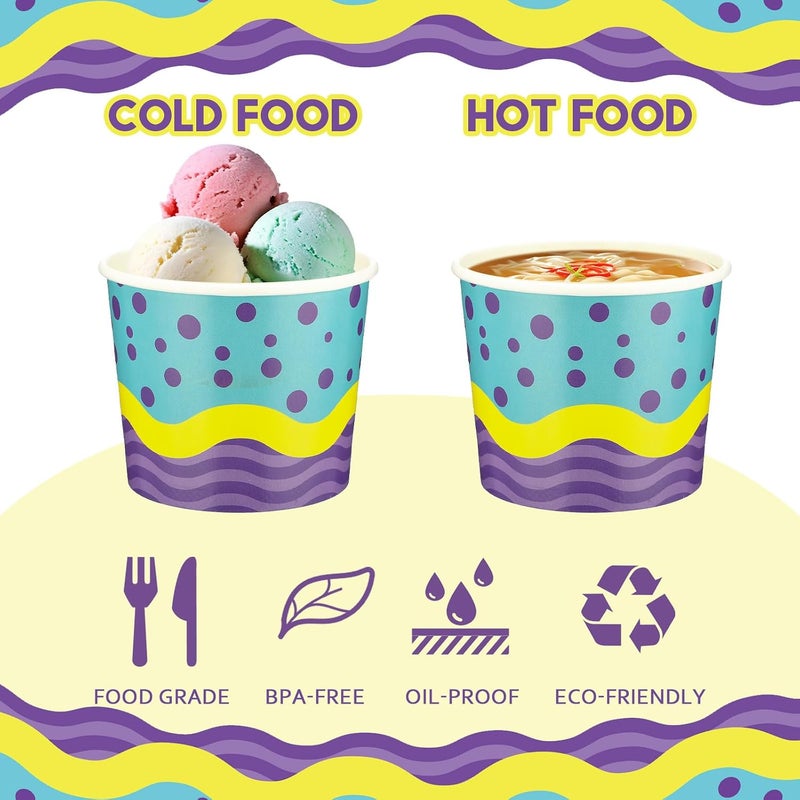 Suclain 50 Pcs Anime Theme Paper Snack Bowls 6 oz Disposable Dessert Ice Cream Bowls Cartoon Ice Cream Cups Disposable for Sundae Yogurt Soup Baby Shower Birthday Party Supplies(Polka Dots) - Image 3