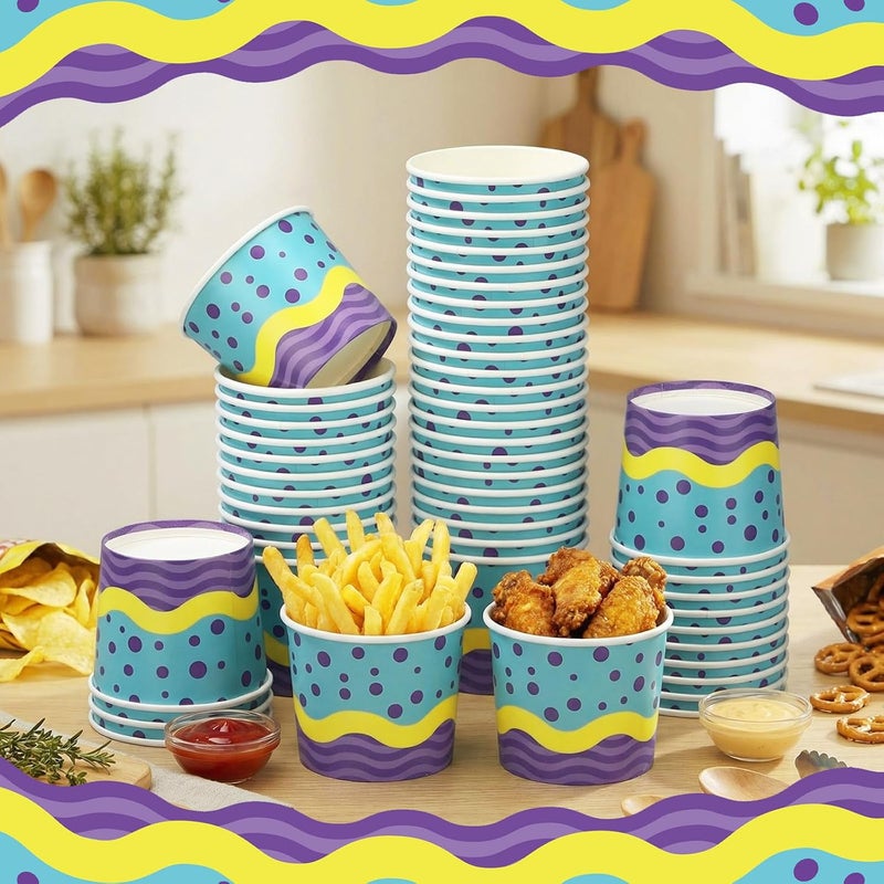 Suclain 50 Pcs Anime Theme Paper Snack Bowls 6 oz Disposable Dessert Ice Cream Bowls Cartoon Ice Cream Cups Disposable for Sundae Yogurt Soup Baby Shower Birthday Party Supplies(Polka Dots) - Image 5