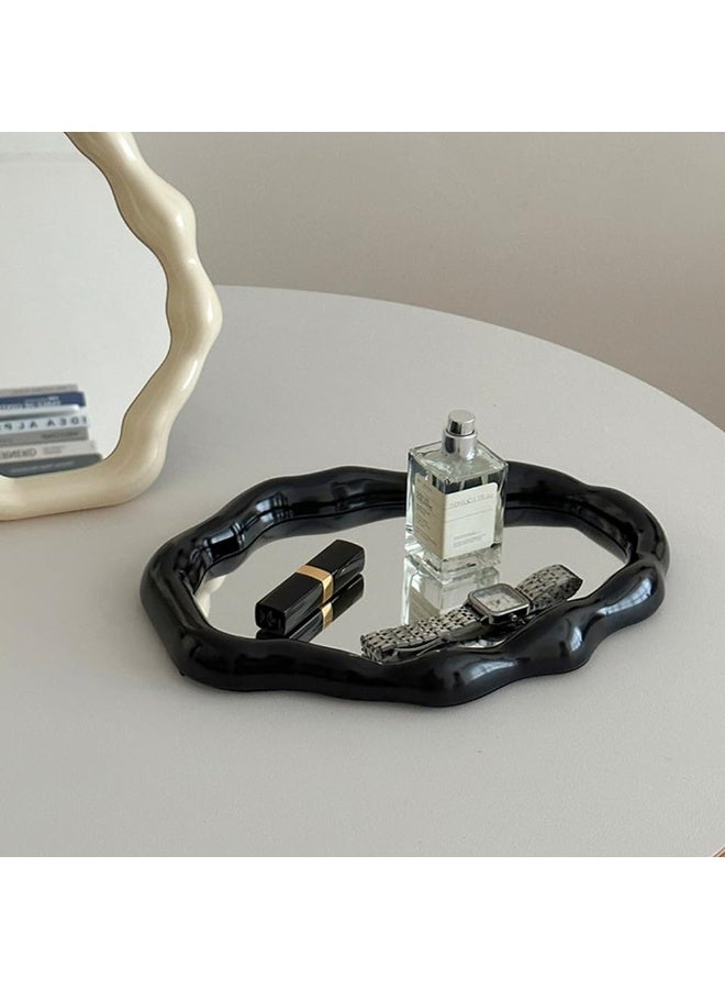 DOUGEI Cloud Makeup Mirrors for Desk, Tabletop Vanity Mirror Hanging Wall Mirrors Desk Mirror with Adjustable Bracket Decor Aesthetic Mirrors for Office Living Room Bedroom (Black) - Image 4