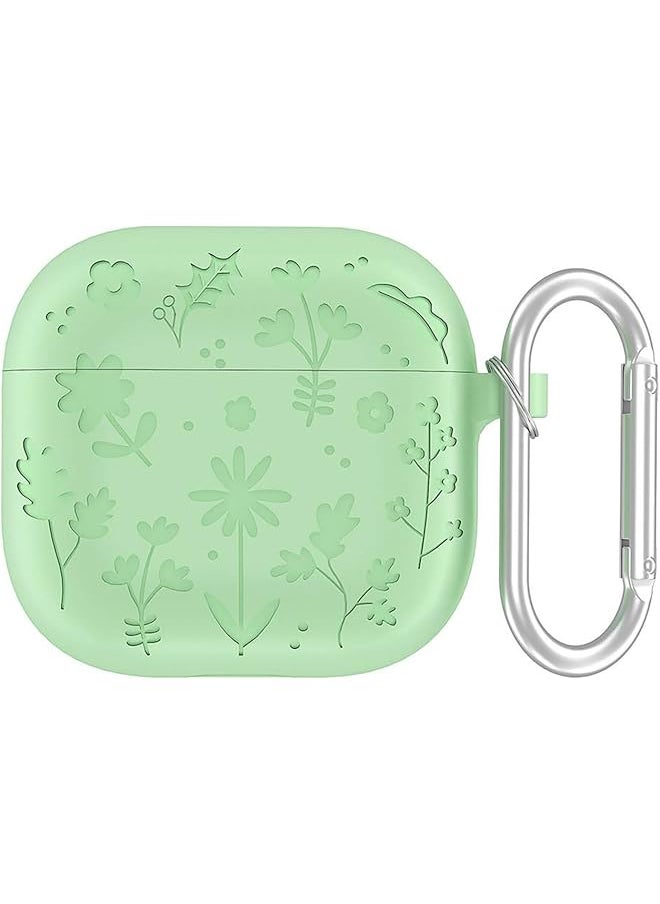 erorex - Silicone Case Protector Flower Engraved Cover Compatible With Airpods 4 Case Silicone Full Protective Cover Compatible With Airpods 4Th Generation 2024 Released Cover With Keychain - Image 1