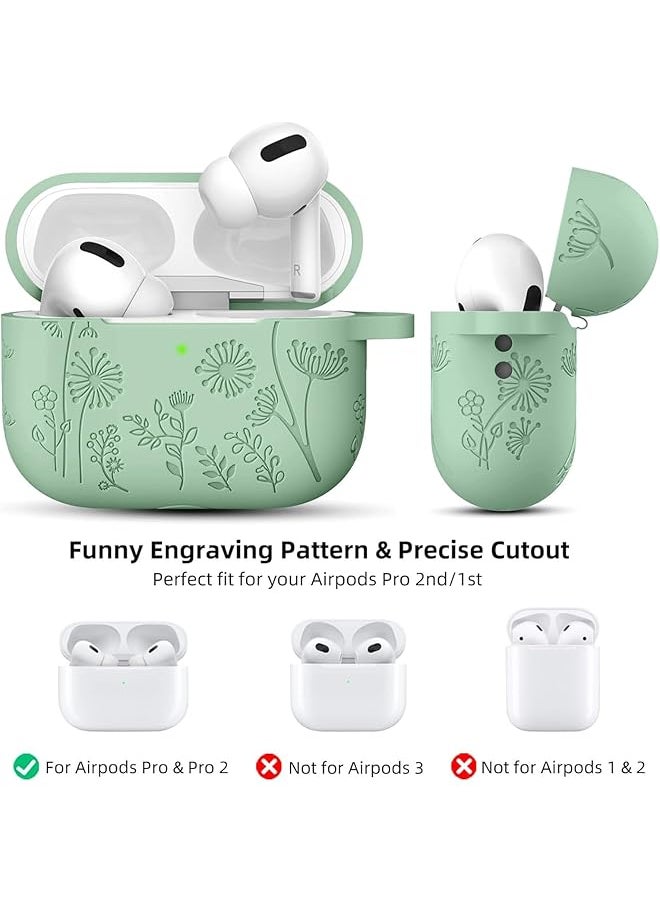 erorex - Silicone Case Protector Flower Engraved Cover Compatible With Airpods 4 Case Silicone Full Protective Cover Compatible With Airpods 4Th Generation 2024 Released Cover With Keychain - Image 1