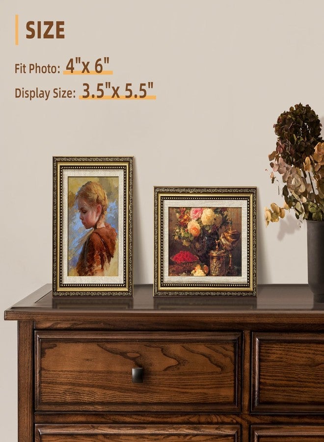 HappyHapi 4x6 Picture Frame Gold, 1 Pack Vintage Picture Frames for Wall or Tabletop Display, Gold 4 x 6 Photo Frame for Wall Decor Retro Home Decor - Image 5