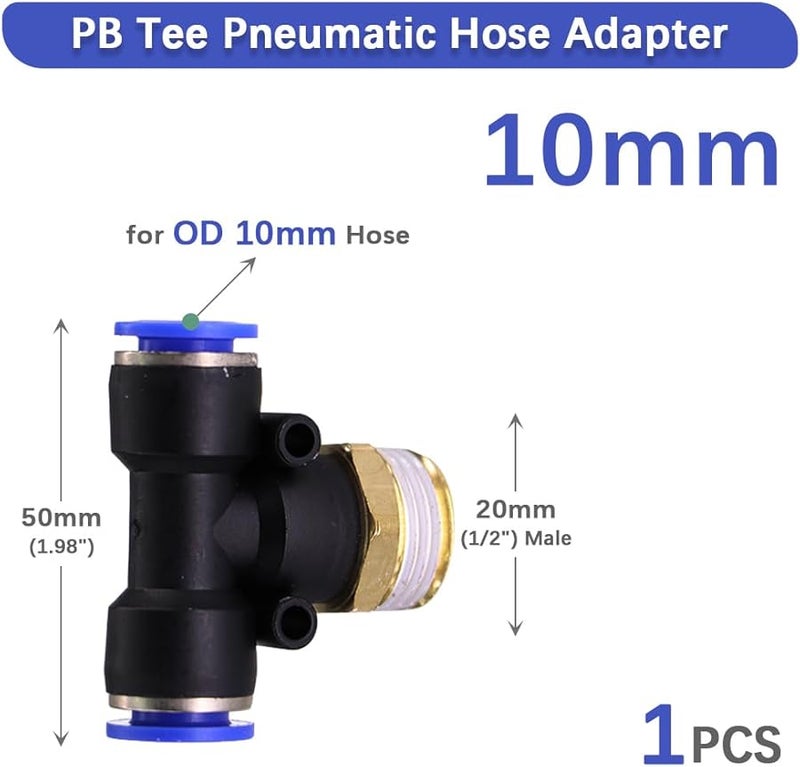 Brass Tee Hose Adapter 1 2 Inch Male Thread 10mm Quick Insert Fitting For Garden Irrigation - Image 3