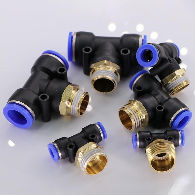 Brass Tee Hose Adapter 1 2 Inch Male Thread 10mm Quick Insert Fitting For Garden Irrigation - Image 5