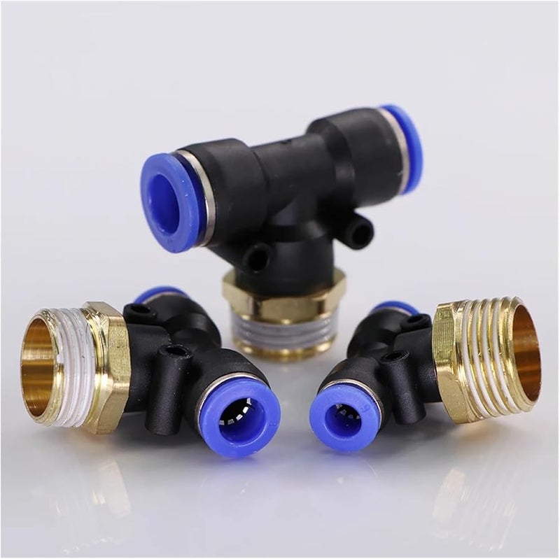 Brass Tee Hose Adapter 1 2 Inch Male Thread 10mm Quick Insert Fitting For Garden Irrigation - Image 1