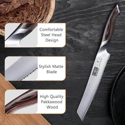 HOSHANHO Bread Knife 8 inch, Japanese High Carbon Stainless Steel Serrated Bread Knife, Professional Bread Cutting Knife for Homemade Bread - Image 4
