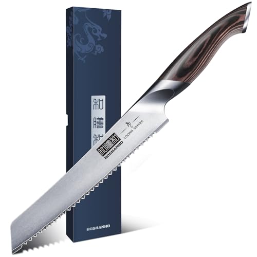HOSHANHO Bread Knife 8 inch, Japanese High Carbon Stainless Steel Serrated Bread Knife, Professional Bread Cutting Knife for Homemade Bread - Image 1