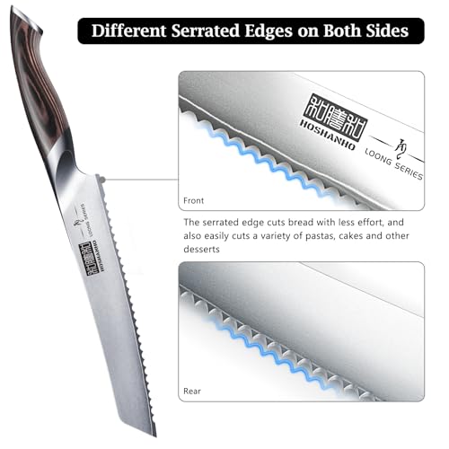 HOSHANHO Bread Knife 8 inch, Japanese High Carbon Stainless Steel Serrated Bread Knife, Professional Bread Cutting Knife for Homemade Bread - Image 3