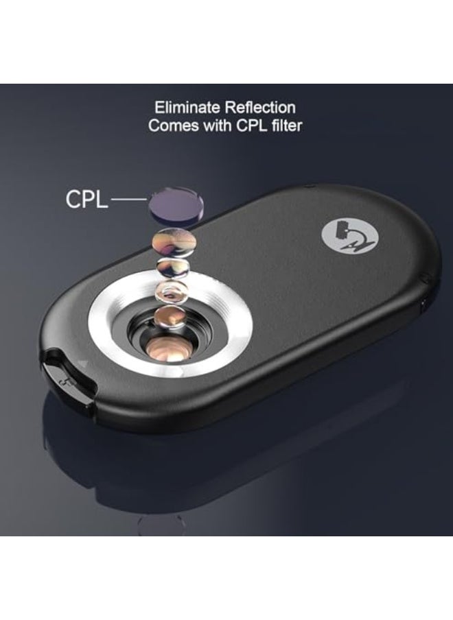 Generic Phone Microscope Lens, Phone Micro Lens with LED Light, CPL Filter, Phone Macro Lens Attachment with Universal Clip, Pocket Digital Microscope for All Smartphones  - Image 2