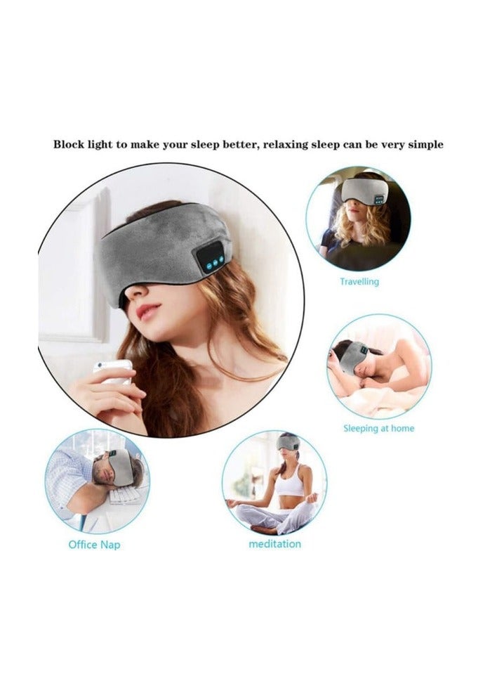 Generic Sleeping Eye Mask Sleep Headphones,Lavince Travel Sleeping Headphone Wireless Bluetooth 5.0 Eye Mask Handsfree Music Sleep Eye Shades Headset Built-in Speakers Microphone Washable Gray - Image 4