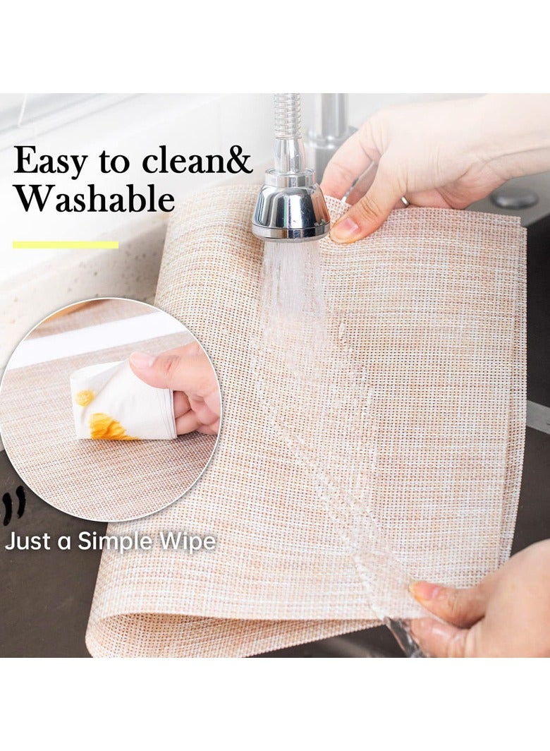 مفارش طاولة، مفارش طاولة طعام المطبخ، 8 قطع مفارش طاولة منسوجة مانعة للانزلاق، مفارش طاولة بولي كلوريد الفينيل مقاومة للحرارة وقابلة للغسل ومقاومة للبقع، ديكور مطبخ طاولة الطعام - Image 4