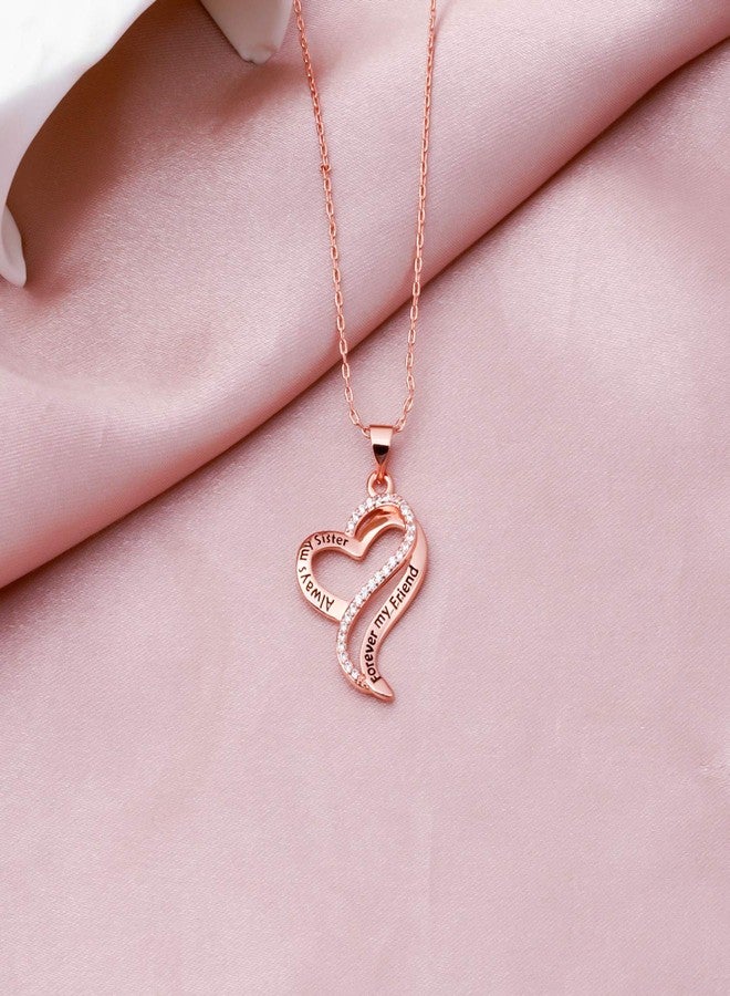 هولب قلادة هولب لأفضل صديقة، هدية للأخت، قلادة "أختي دائماً، صديقتي للأبد" مع زهرة الورد، هدية للأخوات، مجوهرات الصداقة (قلادة-RG) - Image 5