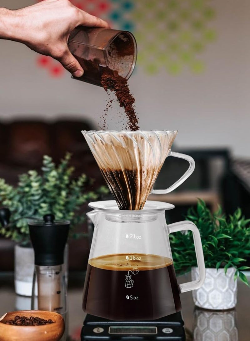 ADAK V60 Coffee Kit | Pour Over Coffee Maker, Coffee Maker Set, 600ml Glass Coffee Pot, Glass Coffee Dripper with Glass Stand Drippe, Portable Coffee Dripper Brewer (Basic) - Image 4