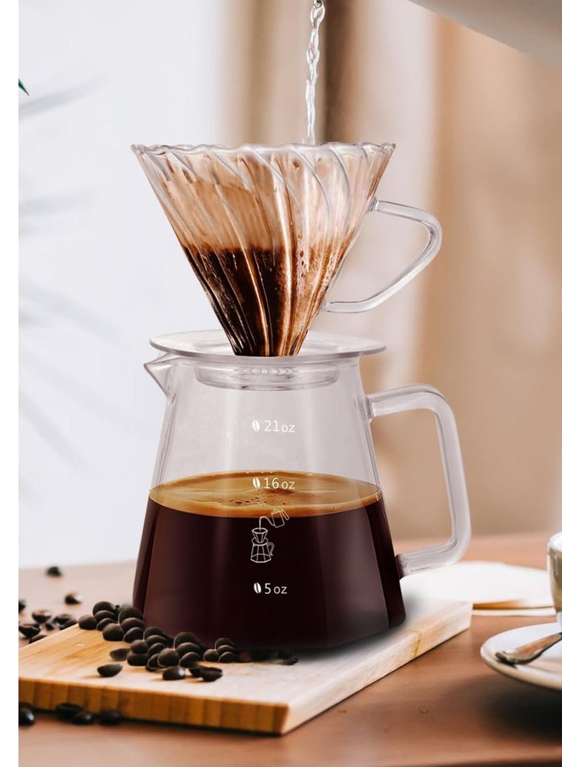 ADAK V60 Coffee Kit | Pour Over Coffee Maker, Coffee Maker Set, 600ml Glass Coffee Pot, Glass Coffee Dripper with Glass Stand Drippe, Portable Coffee Dripper Brewer (Basic) - Image 3