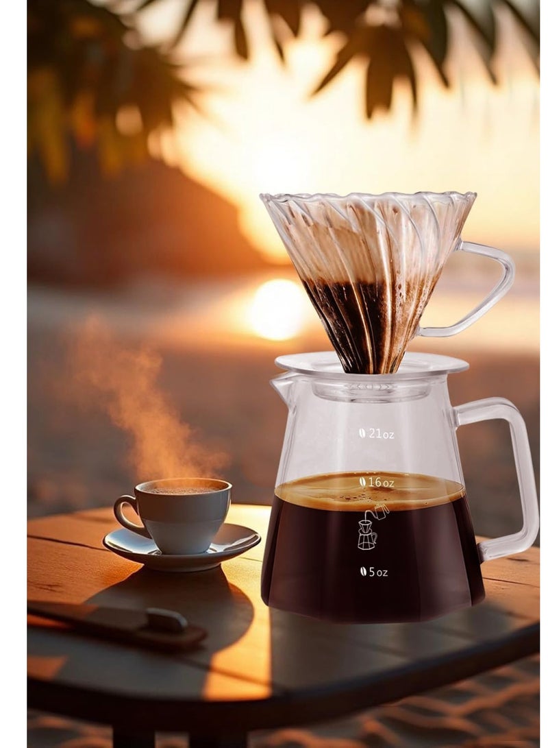 ADAK V60 Coffee Kit | Pour Over Coffee Maker, Coffee Maker Set, 600ml Glass Coffee Pot, Glass Coffee Dripper with Glass Stand Drippe, Portable Coffee Dripper Brewer (Basic) - Image 5