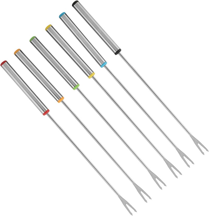 Hilitand 6pcs Stainless Steel Cheese Fondue Forks 24cm Long Silver, Easy to Hold for Home Commercial Use - Image 3